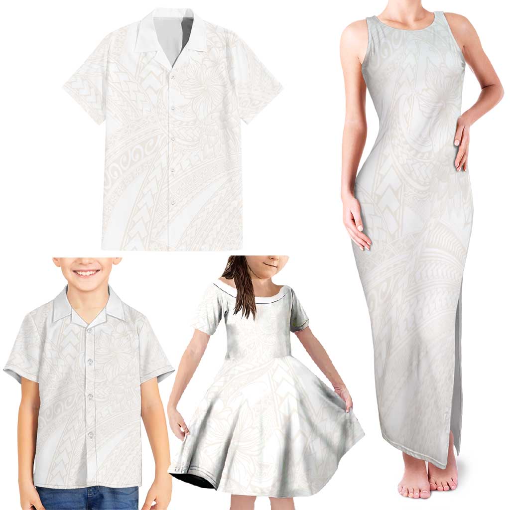Samoa Lotu Tamaiti Ivory Family Matching Tank Maxi Dress and Hawaiian Shirt Teuila Tatau - Polynesian Pride