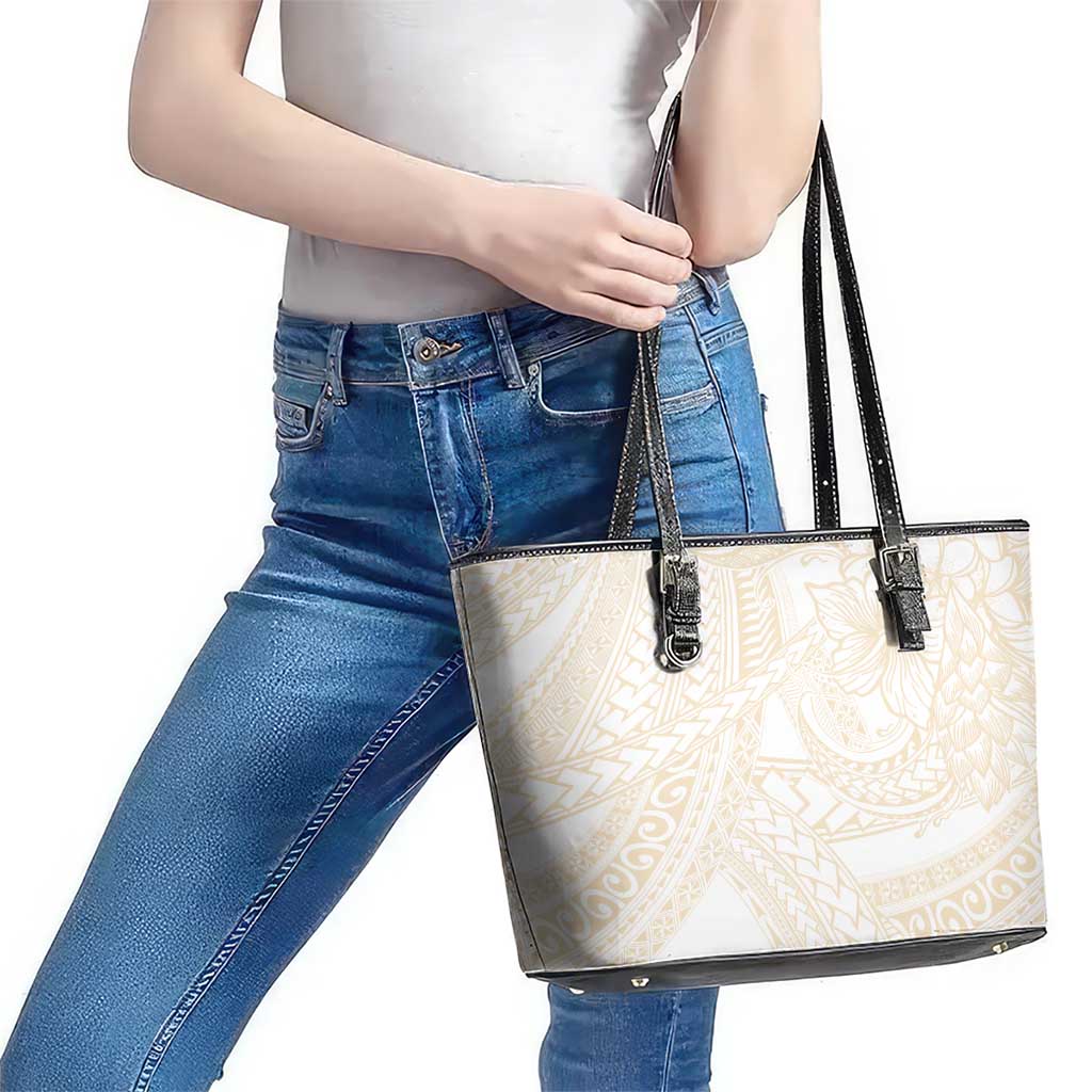 Samoa Lotu Tamaiti Ivory Leather Tote Bag Teuila Tatau - Polynesian Pride