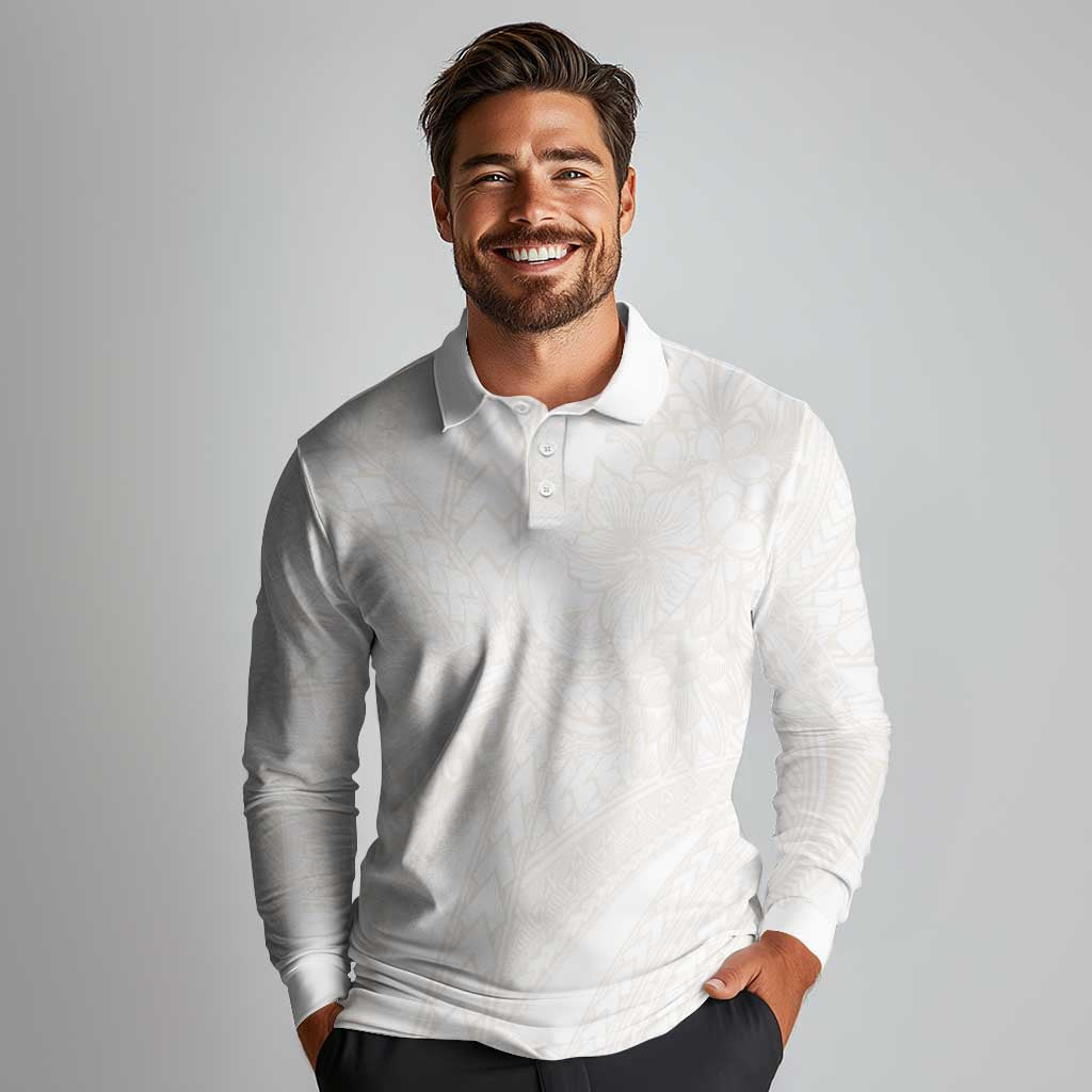 Samoa Lotu Tamaiti Ivory Long Sleeve Polo Shirt Teuila Tatau - Polynesian Pride