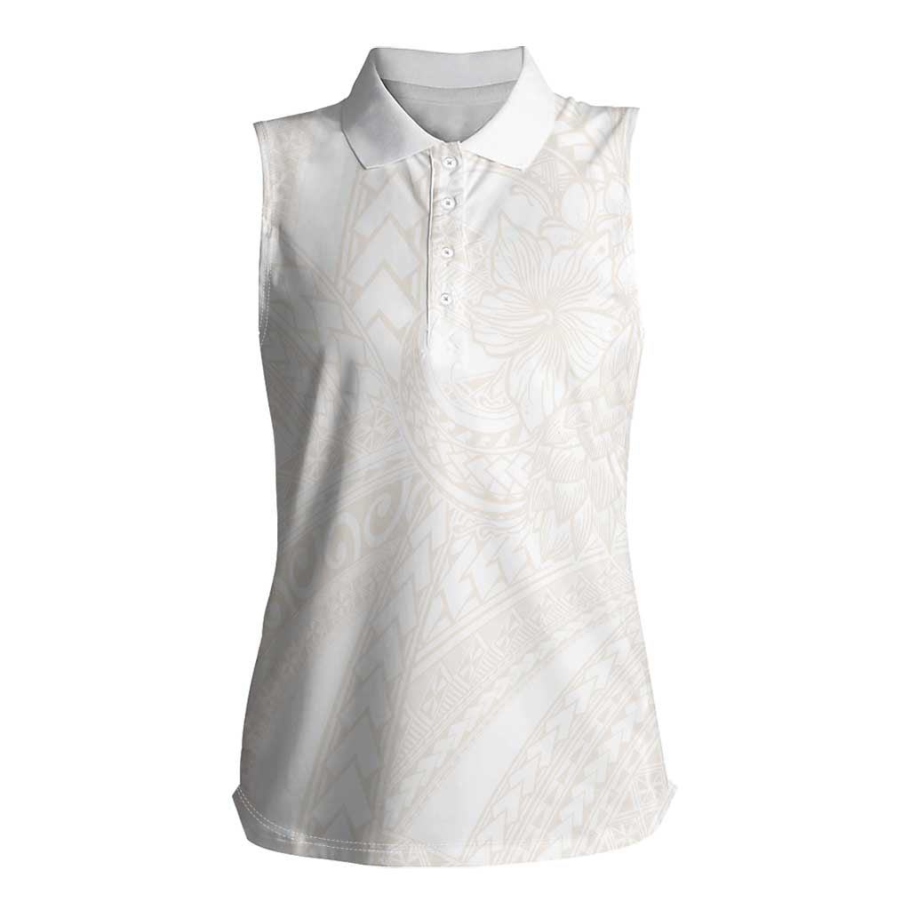 Samoa Lotu Tamaiti Ivory Women Sleeveless Polo Shirt Teuila Tatau - Polynesian Pride