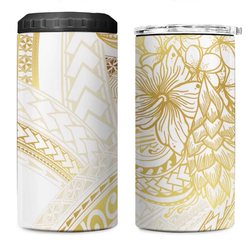 Samoa Lotu Tamaiti Gold 4 in 1 Can Cooler Tumbler Teuila Tatau - Polynesian Pride