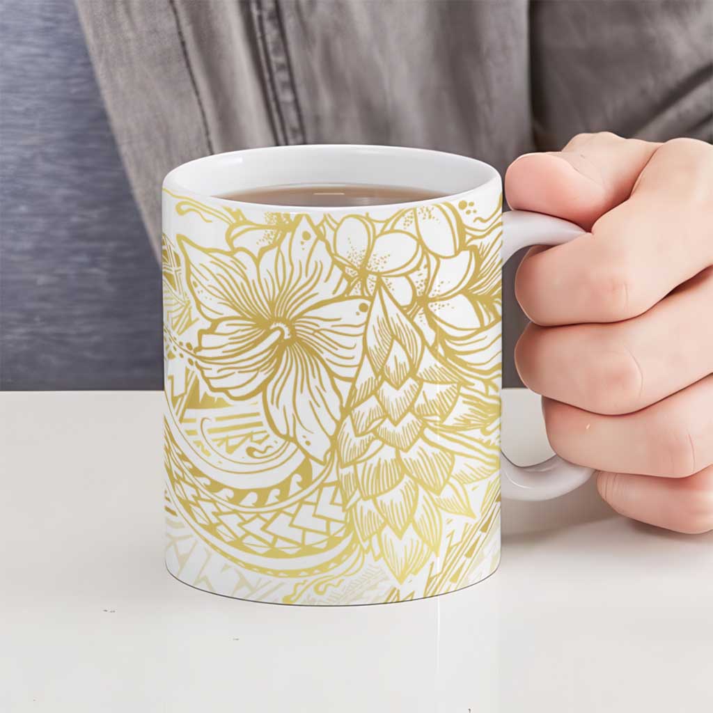 Samoa Lotu Tamaiti Gold Ceramic Mug Teuila Tatau - Polynesian Pride