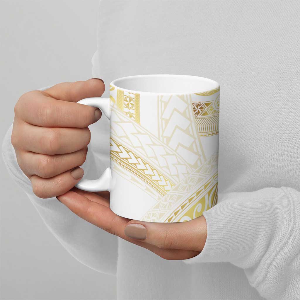 Samoa Lotu Tamaiti Gold Ceramic Mug Teuila Tatau - Polynesian Pride