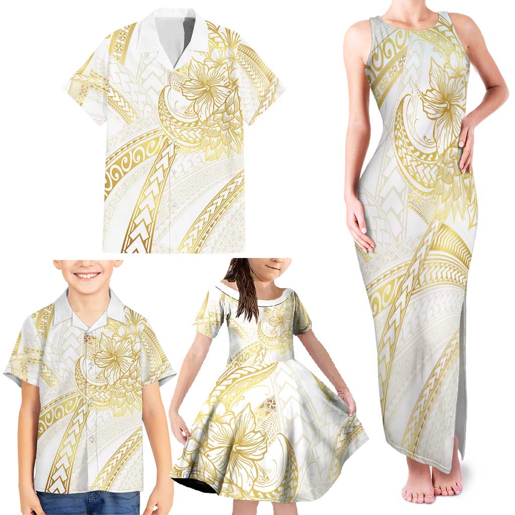 Samoa Lotu Tamaiti Gold Family Matching Tank Maxi Dress and Hawaiian Shirt Teuila Tatau - Polynesian Pride