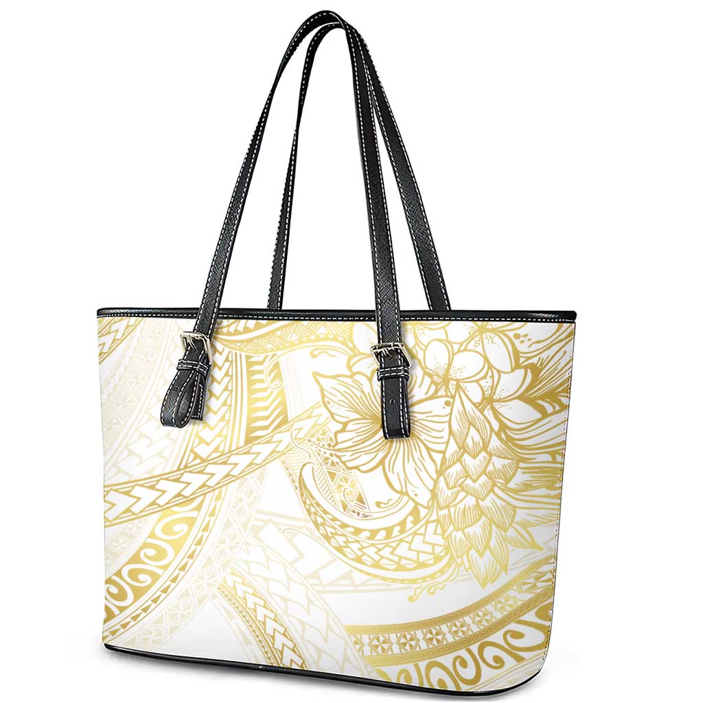 Samoa Lotu Tamaiti Gold Leather Tote Bag Teuila Tatau - Polynesian Pride
