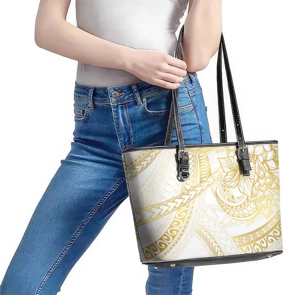 Samoa Lotu Tamaiti Gold Leather Tote Bag Teuila Tatau - Polynesian Pride
