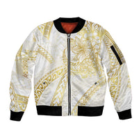 Samoa Lotu Tamaiti Gold Sleeve Zip Bomber Jacket Teuila Tatau - Polynesian Pride