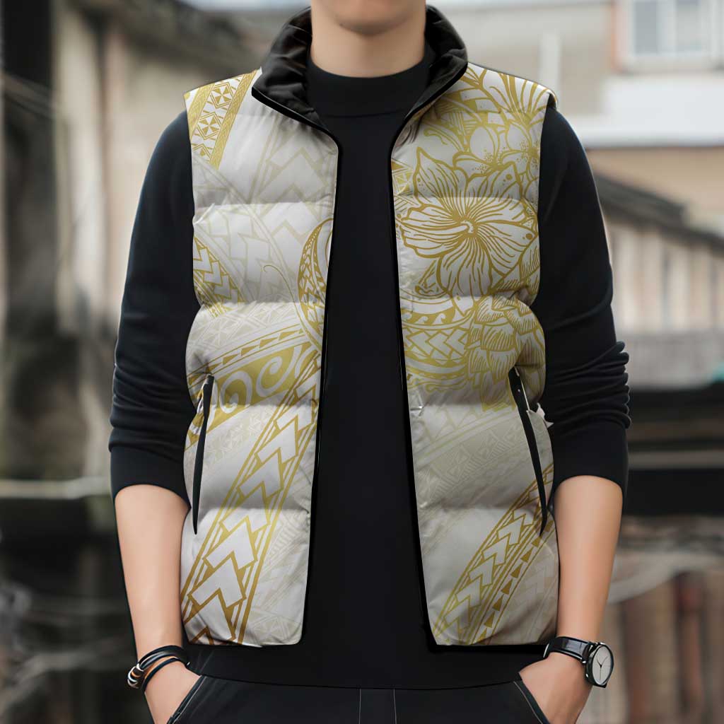 Samoa Lotu Tamaiti Gold Sleeveless Puffer Jacket Teuila Tatau - Polynesian Pride