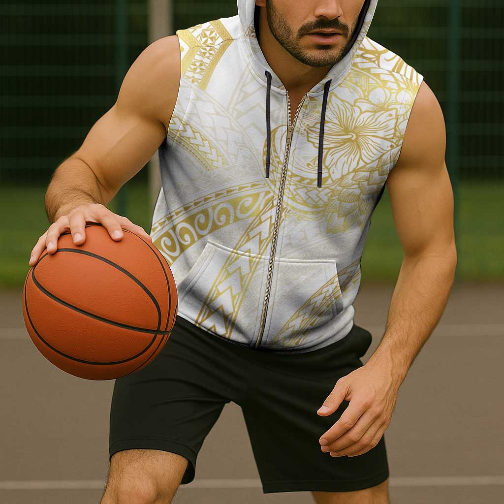 Samoa Lotu Tamaiti Gold Sleeveless Zip Hoodie Teuila Tatau - Polynesian Pride