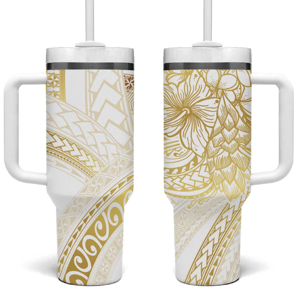 Samoa Lotu Tamaiti Gold Tumbler With Handle Teuila Tatau - Polynesian Pride
