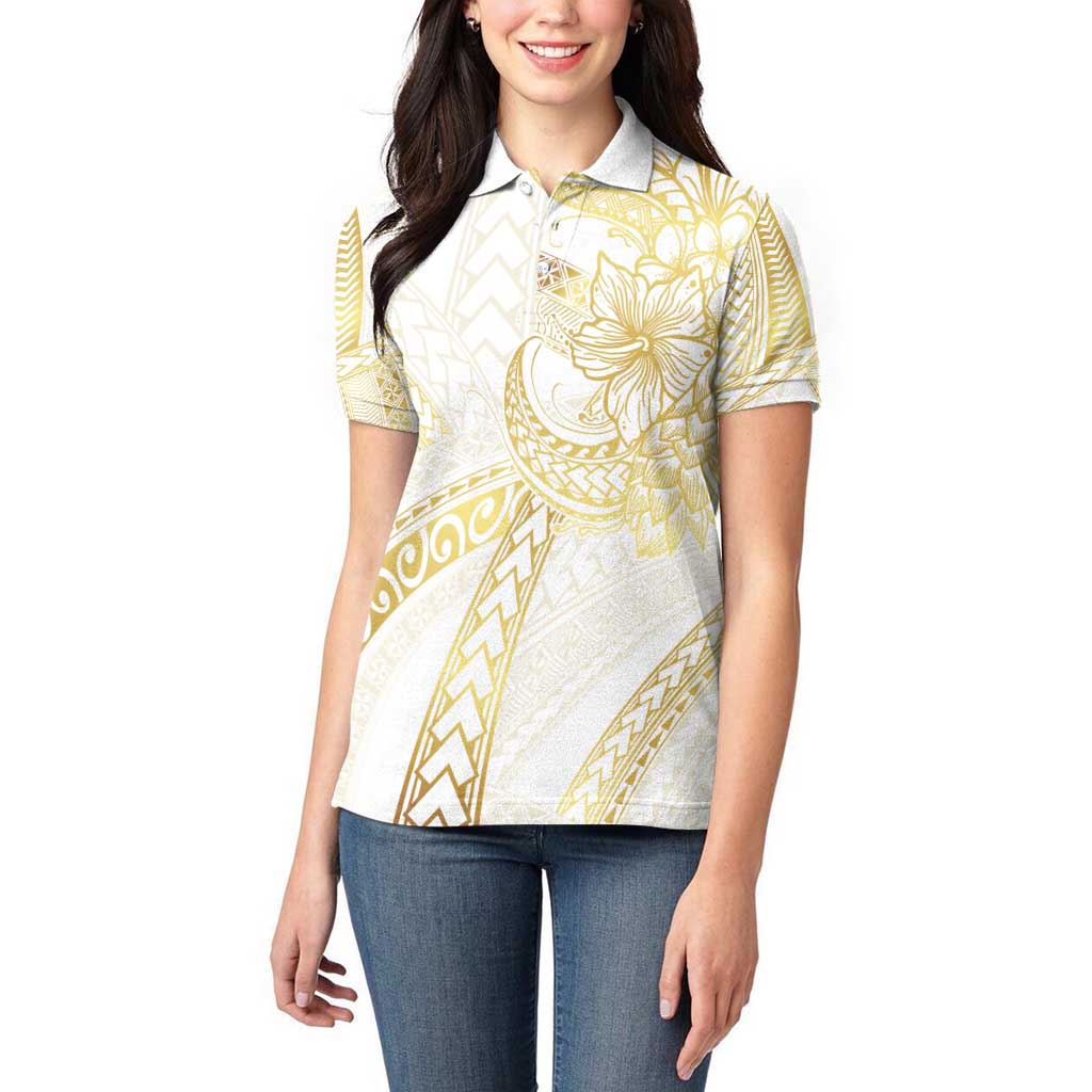 Samoa Lotu Tamaiti Gold Women Polo Shirt Teuila Tatau - Polynesian Pride