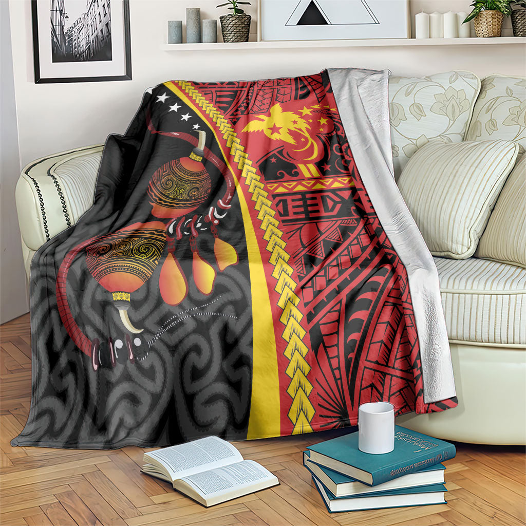 Papua New Guinea Independence Blanket PNG Bagi and Lime Pot LT7 Black - Polynesian Pride