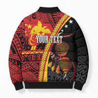 Papua New Guinea Independence Personalised Bomber Puffer Jacket PNG Bagi and Lime Pot LT7 - Polynesian Pride