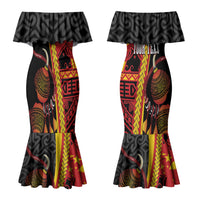 Papua New Guinea Independence Personalised Couples Matching Mermaid Dress and Hawaiian Shirt PNG Bagi and Lime Pot LT7 - Polynesian Pride
