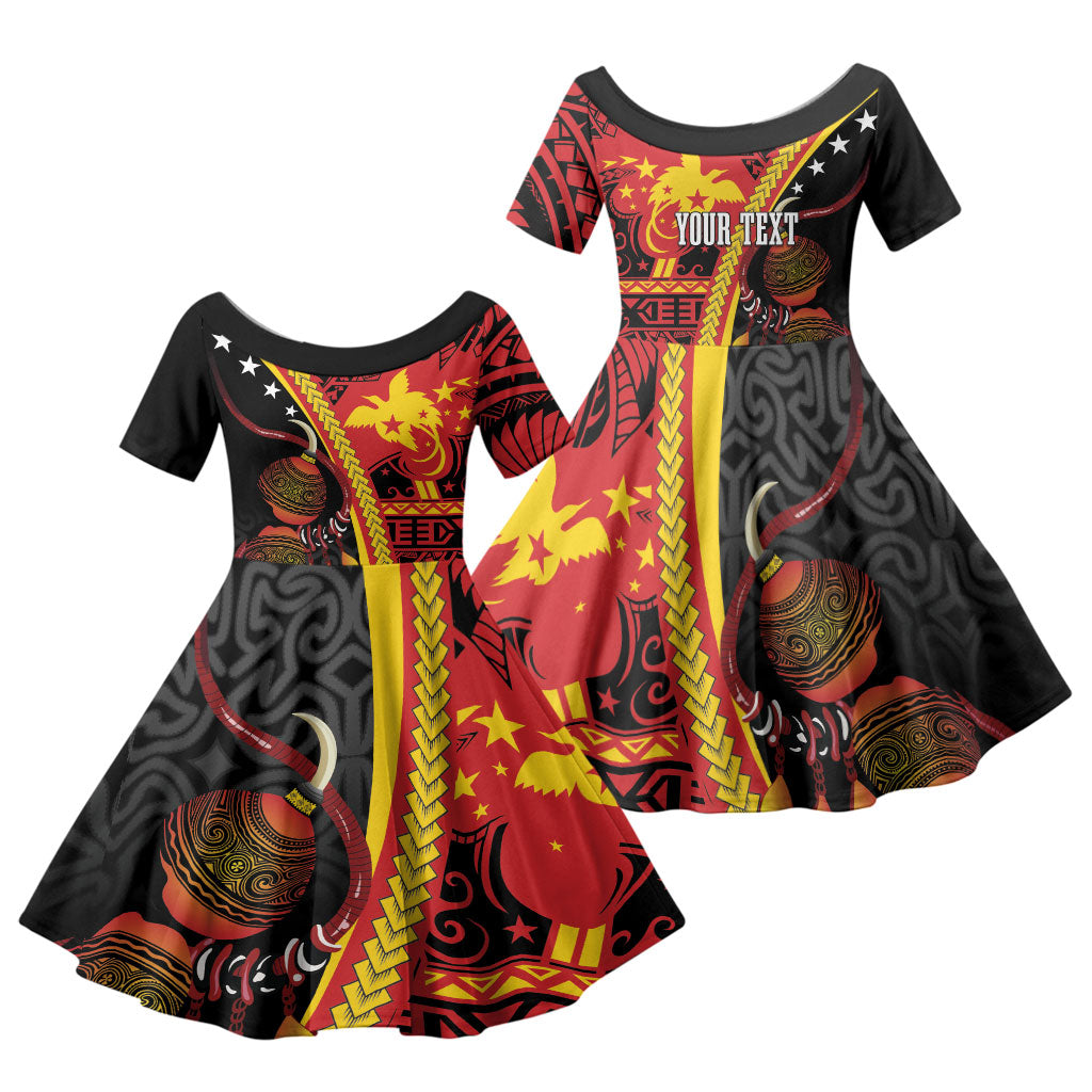 Papua New Guinea Independence Personalised Family Matching Long Sleeve Bodycon Dress and Hawaiian Shirt PNG Bagi and Lime Pot LT7 Daughter's Dress Black - Polynesian Pride
