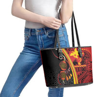 Papua New Guinea Independence Leather Tote Bag PNG Bagi and Lime Pot LT7 - Polynesian Pride