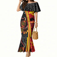Papua New Guinea Independence Personalised Mermaid Dress PNG Bagi and Lime Pot LT7 Women Black - Polynesian Pride