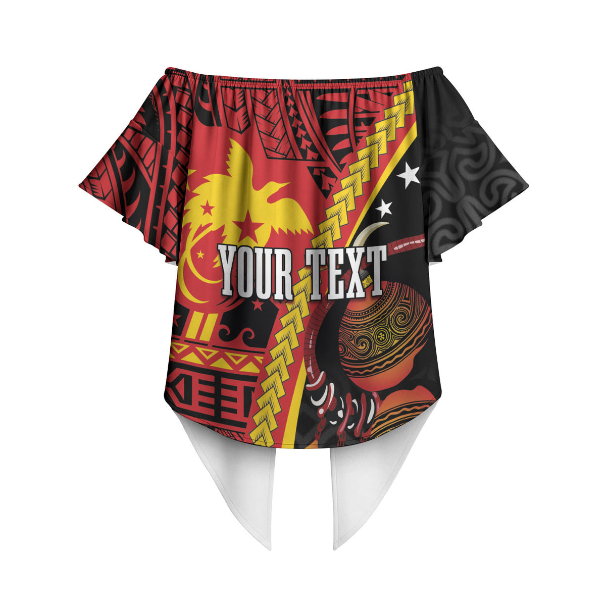 Papua New Guinea Independence Personalised Off Shoulder Wrap Waist Top PNG Bagi and Lime Pot LT7 - Polynesian Pride