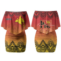 Papua New Guinea 1975 To The Future Personalised Family Matching Off Shoulder Short Dress and Hawaiian Shirt Sepik Masks LT7 Mom's Dress Red - Polynesian Pride