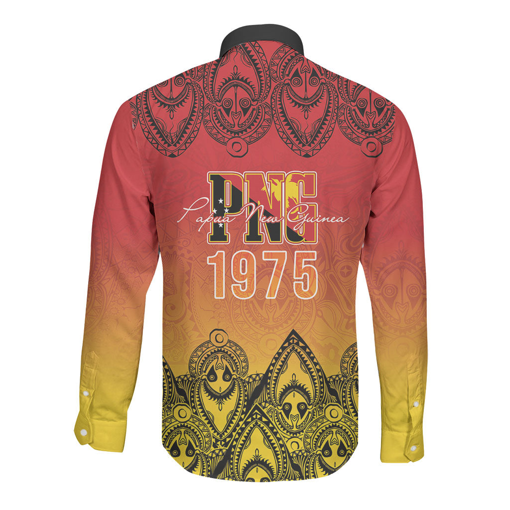 Papua New Guinea 1975 To The Future Personalised Long Sleeve Button Shirt Sepik Masks LT7 - Polynesian Pride