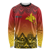 Papua New Guinea 1975 To The Future Personalised Long Sleeve Shirt Sepik Masks LT7 Unisex Red - Polynesian Pride