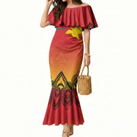 Papua New Guinea 1975 To The Future Personalised Mermaid Dress Sepik Masks LT7 Women Red - Polynesian Pride