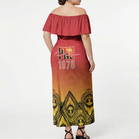 Papua New Guinea 1975 To The Future Personalised Off Shoulder Maxi Dress Sepik Masks LT7 - Polynesian Pride