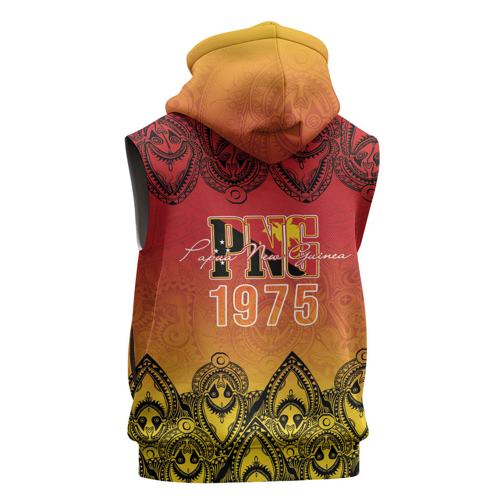 Papua New Guinea 1975 To The Future Personalised Sleeveless Zip Hoodie Sepik Masks LT7 - Polynesian Pride