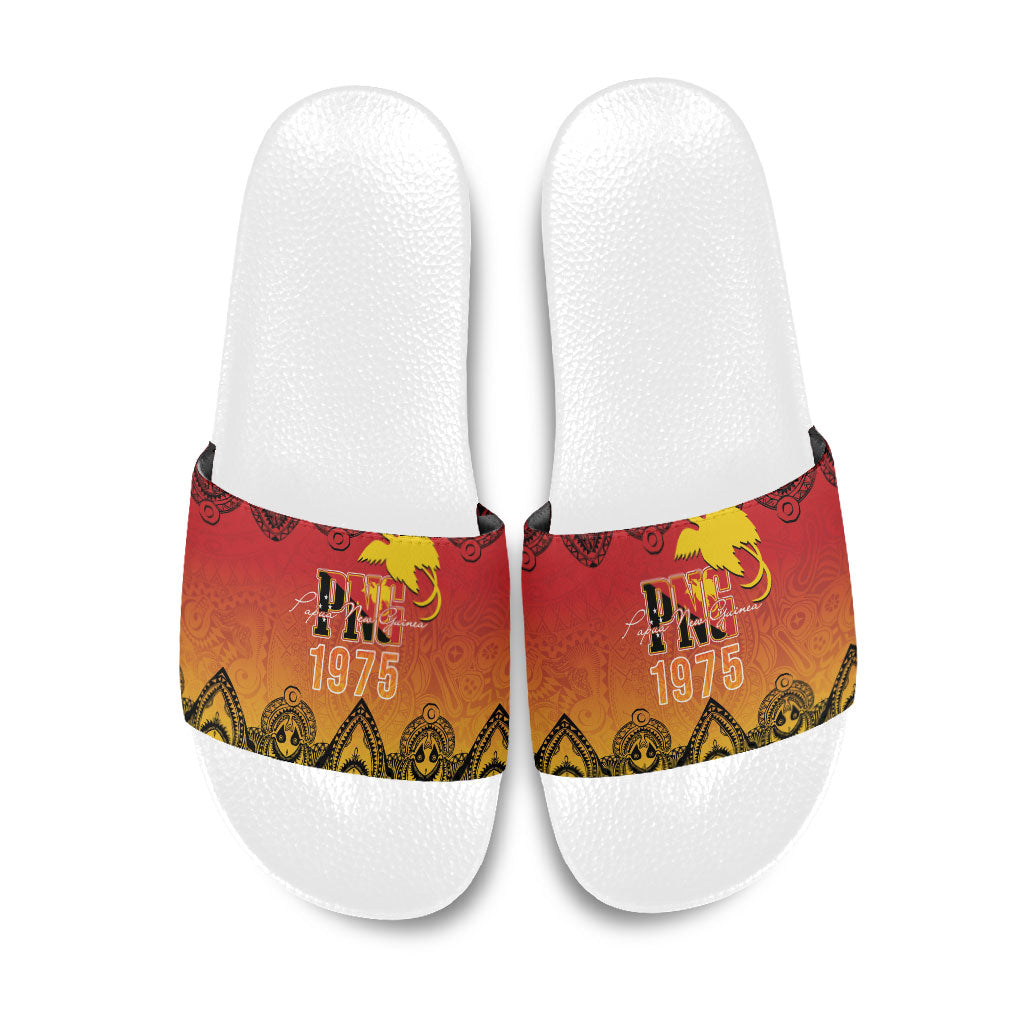 Papua New Guinea 1975 To The Future Slide Sandals Sepik Masks LT7 Red - Polynesian Pride