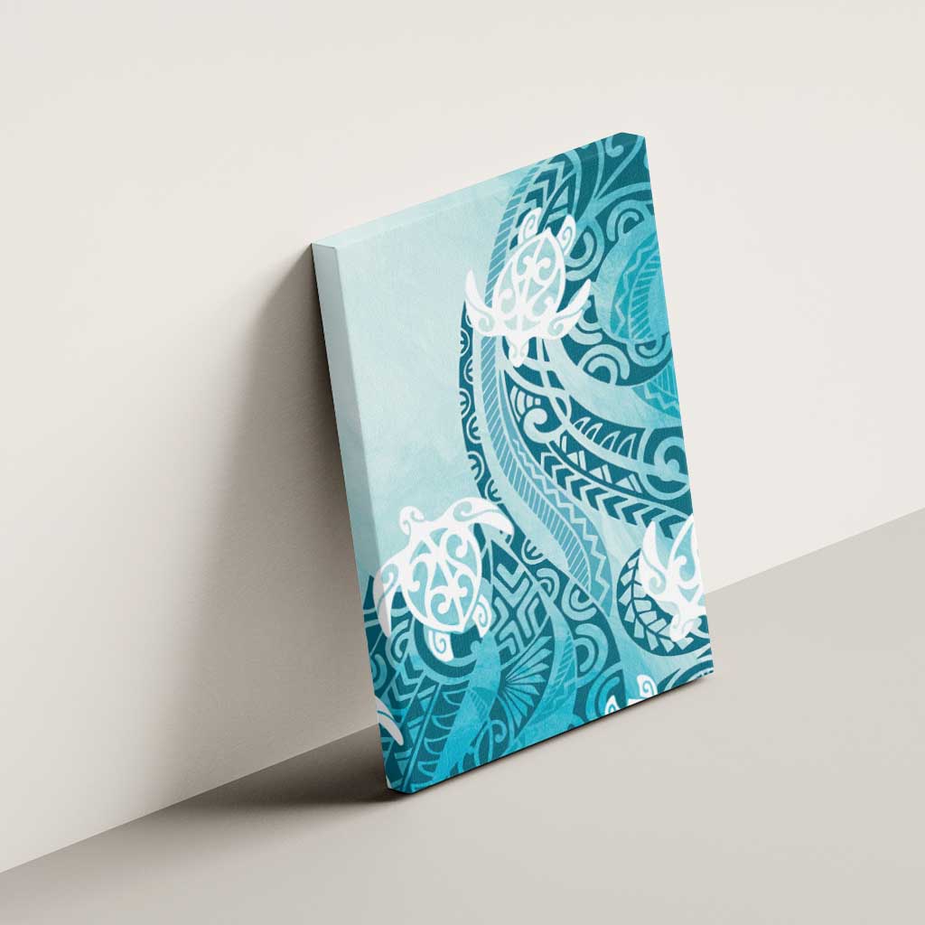 Polynesia Turtle Canvas Wall Art Watercolor Abstract Style