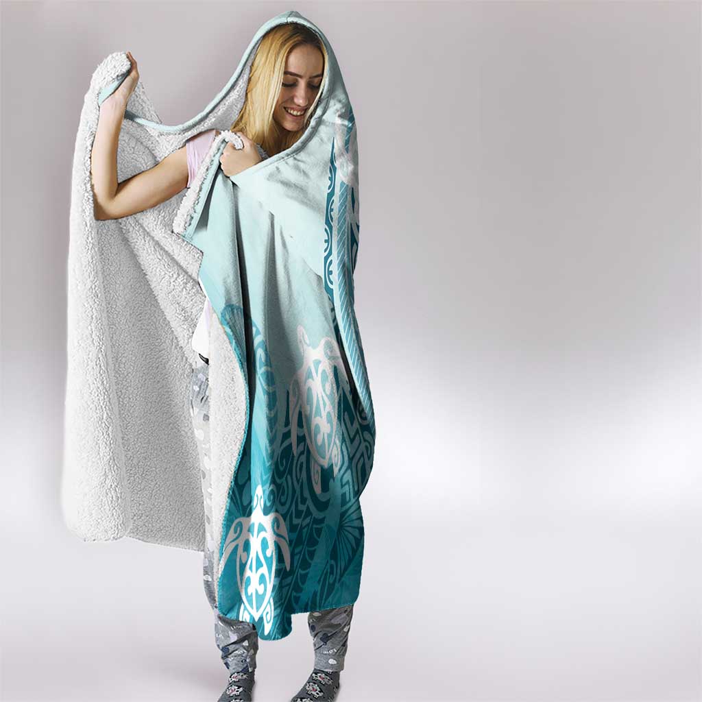 Polynesia Turtle Hooded Blanket Watercolor Abstract Style