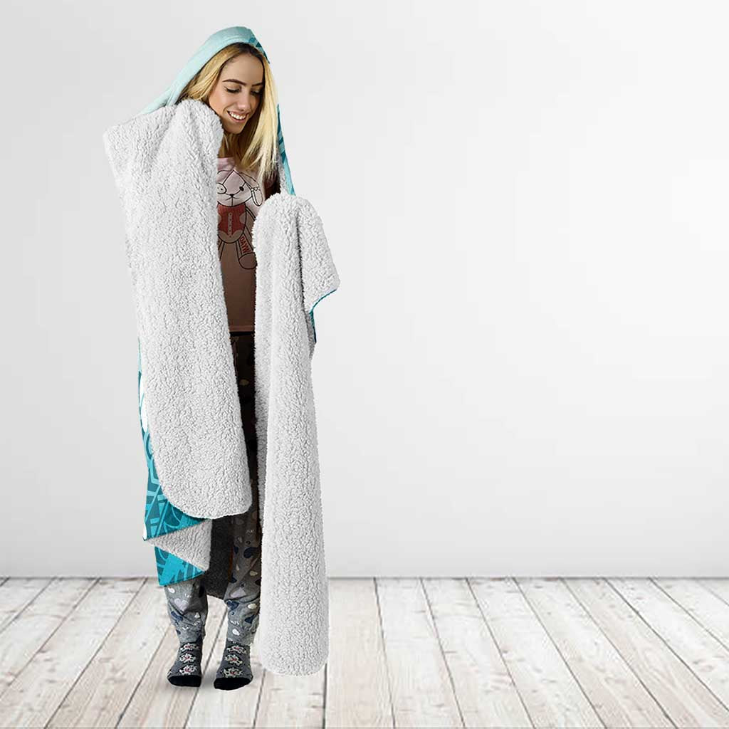 Polynesia Turtle Hooded Blanket Watercolor Abstract Style