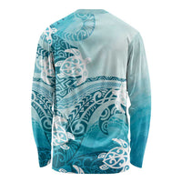 Polynesia Turtle Long Sleeve Shirt Watercolor Abstract Style