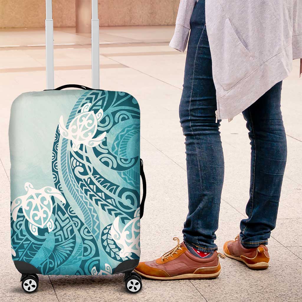 Polynesia Turtle Luggage Cover Watercolor Abstract Style LT7 Blue - Polynesian Pride