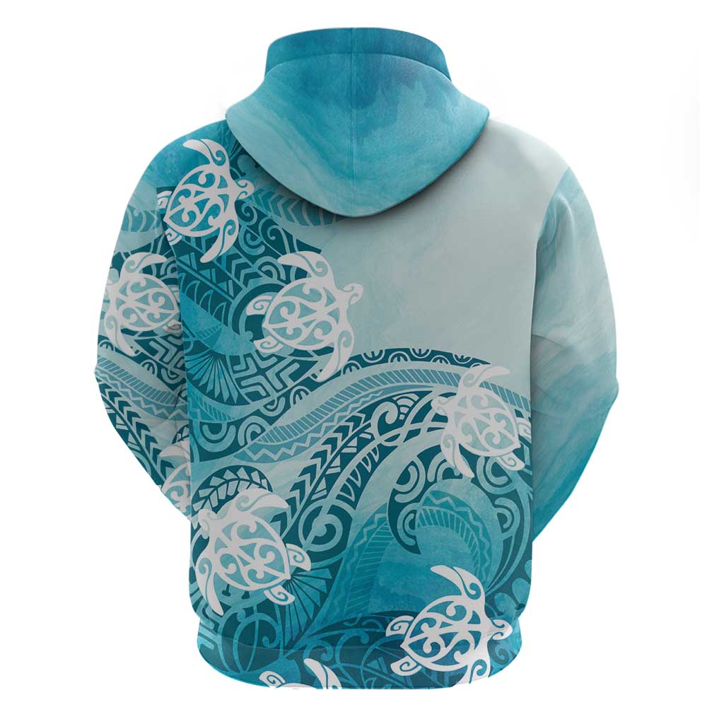 Polynesia Turtle Zip Hoodie Watercolor Abstract Style