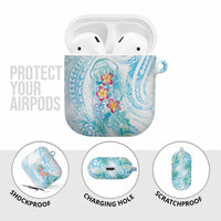 Sea Blue Polynesian Jellyfish AirPods Case Watercolor Glows - Polynesian Pride