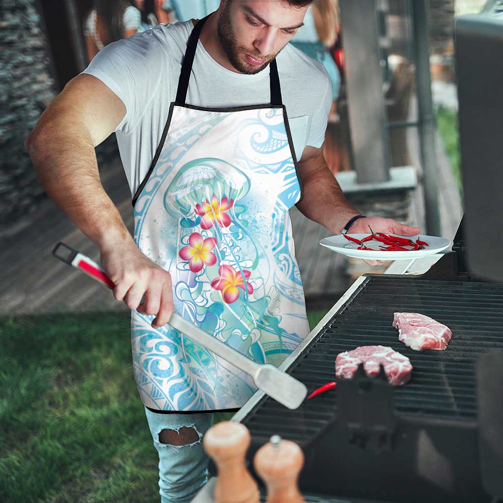 Sea Blue Polynesian Jellyfish Apron Watercolor Glows - Polynesian Pride