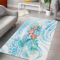 Sea Blue Polynesian Jellyfish Area Rug Watercolor Glows - Polynesian Pride