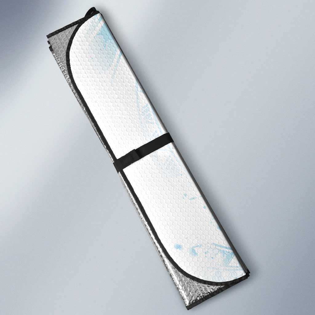 Sea Blue Polynesian Jellyfish Auto Sun Shade Watercolor Glows - Polynesian Pride