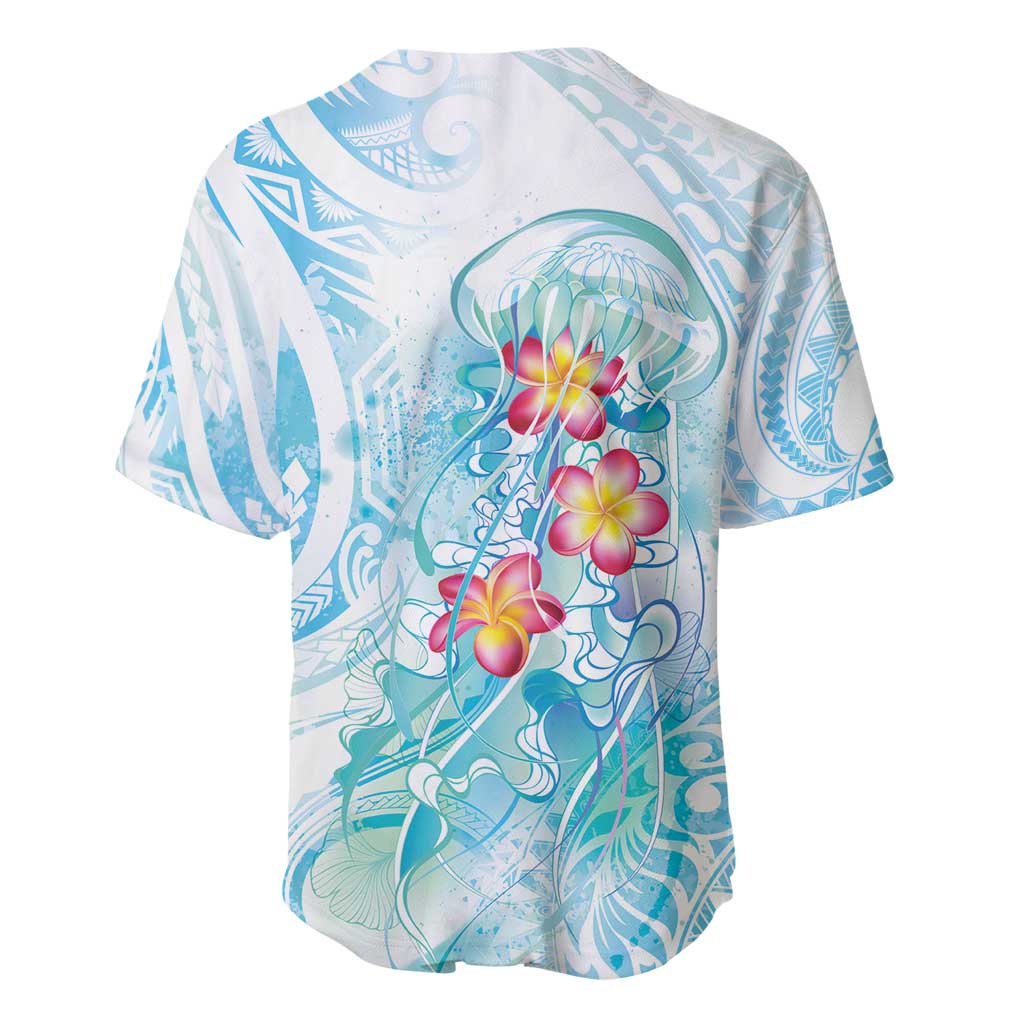 Sea Blue Polynesian Jellyfish Baseball Jersey Watercolor Glows - Polynesian Pride
