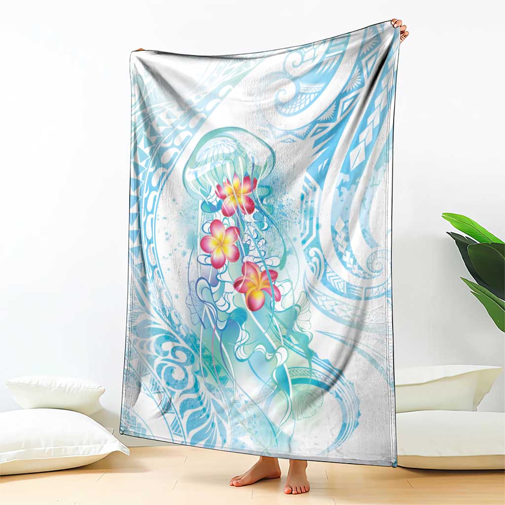 Sea Blue Polynesian Jellyfish Blanket Watercolor Glows - Polynesian Pride