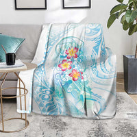 Sea Blue Polynesian Jellyfish Blanket Watercolor Glows - Polynesian Pride