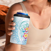 Sea Blue Polynesian Jellyfish 4 in 1 Can Cooler Tumbler Watercolor Glows - Polynesian Pride