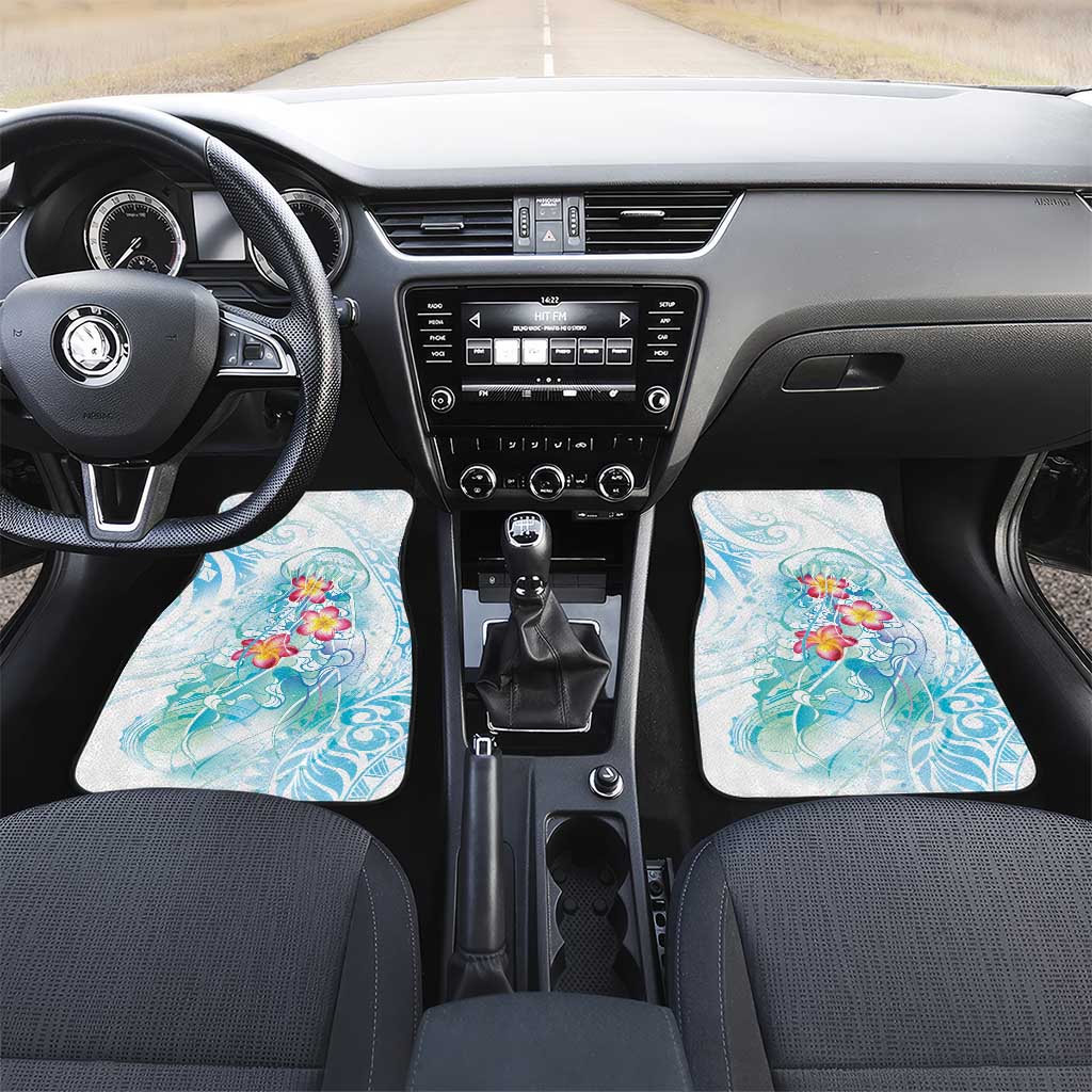Sea Blue Polynesian Jellyfish Car Mats Watercolor Glows - Polynesian Pride