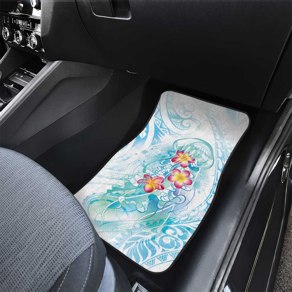 Sea Blue Polynesian Jellyfish Car Mats Watercolor Glows - Polynesian Pride