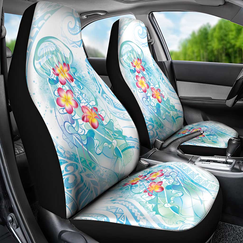 Sea Blue Polynesian Jellyfish Car Seat Cover Watercolor Glows - Polynesian Pride