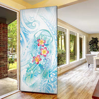 Sea Blue Polynesian Jellyfish Door Cover Watercolor Glows - Polynesian Pride