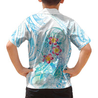 Sea Blue Polynesian Jellyfish Family Matching Puletasi and Hawaiian Shirt Watercolor Glows - Polynesian Pride