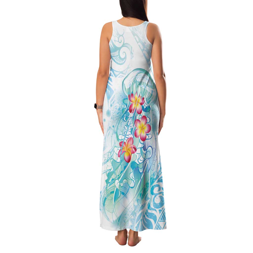 Sea Blue Polynesian Jellyfish Family Matching Tank Maxi Dress and Hawaiian Shirt Watercolor Glows - Polynesian Pride