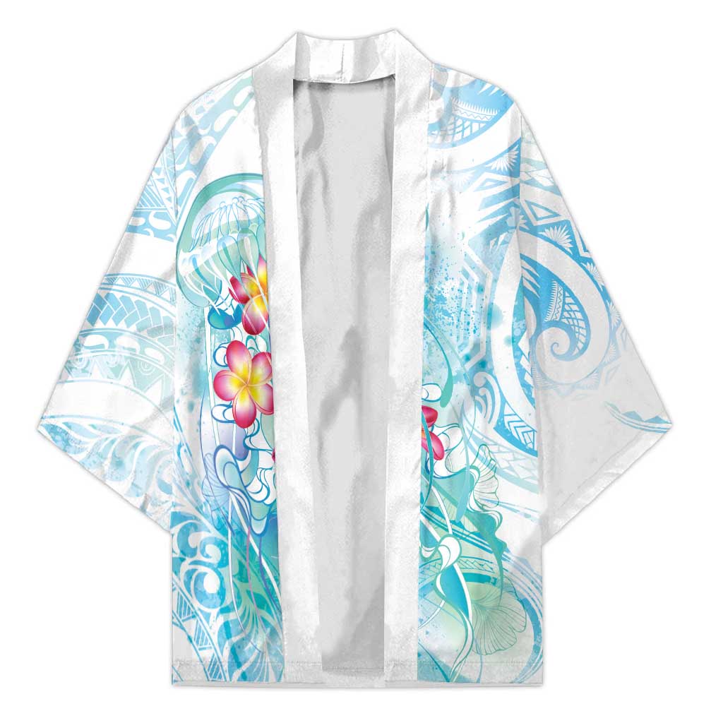 Sea Blue Polynesian Jellyfish Kimono Watercolor Glows - Polynesian Pride